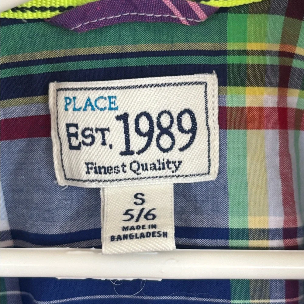 Children’s Place- Boys Multicolor Plaid Short Sleeve button down shirt